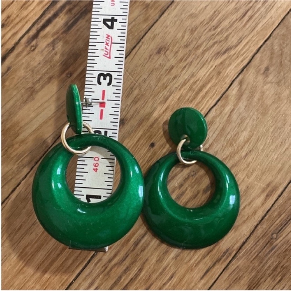 Green earrings 80s earrings